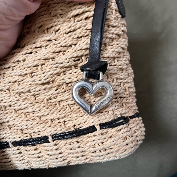 Brighton jute shoulder bag, black leather accents - Picture 4 of 7